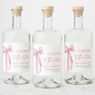 Blush Pink Bow Cheers To The Future Bridal Shower Liquor Bottle Label