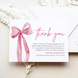 Blush Pink Bow  Coquette Graduation Thank You Card