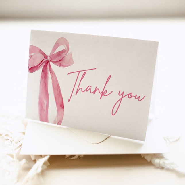 Blush Pink Bow Coquette Graduation Thank You Card (Creator Uploaded)