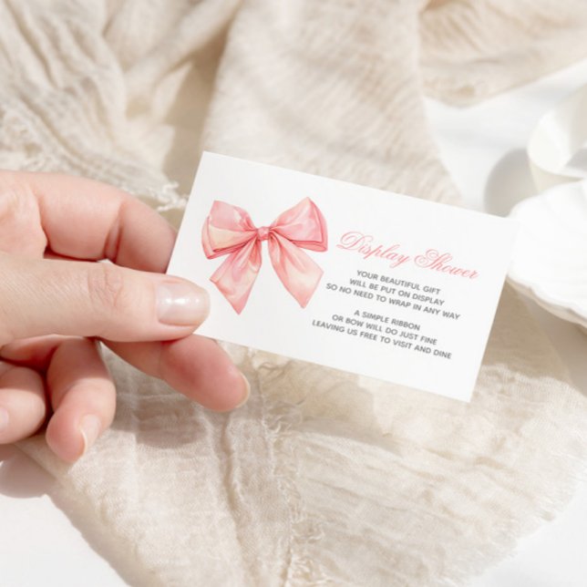 Blush Pink Bow Display Baby Shower Enclosure Card (Creator Uploaded)