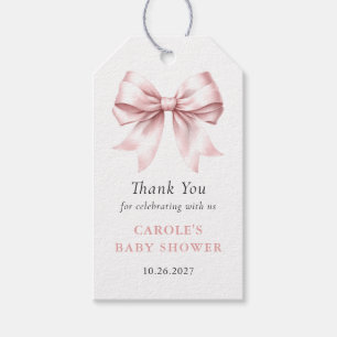 Blush Pink Bow Elegant Girl Baby Shower Favour Gift Tags