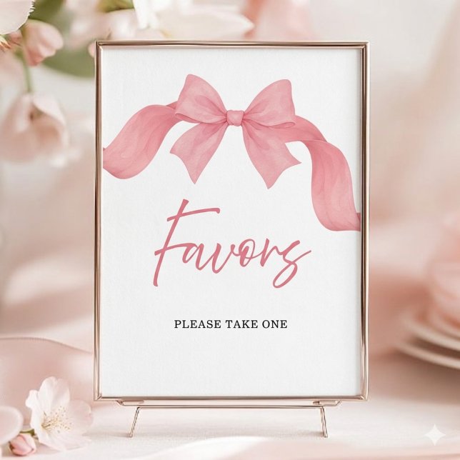 Blush Pink Bow Favours Bridal Shower Sign (Creator Uploaded)