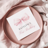 Blush Pink Bow First Birthday