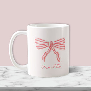 Blush Pink Bow & first name Coffee Mug