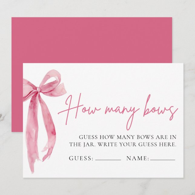Blush Pink Bow Guess How Many Bows Game Invitation (Front/Back)