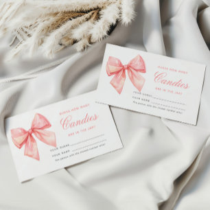 Blush Pink Bow How Many Candies Shower Game Card