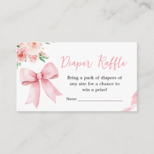 Blush Pink Bow Little Girl Baby Diaper Raffle Enclosure Card