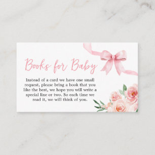 Blush Pink Bow Little Girl Books for Baby Enclosure Card