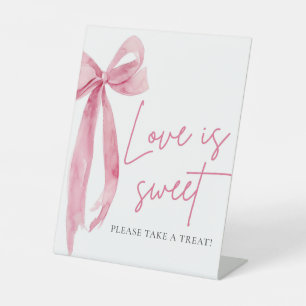 Blush Pink Bow Love is Sweet Treat Favour Sign