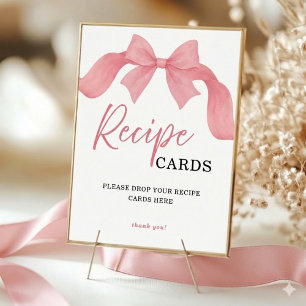 Blush Pink Bow Recipe Cards Bridal Shower Sign