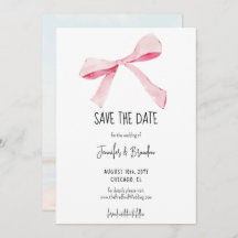 Blush Pink Bow Save the Date Photo