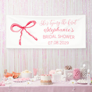 Blush Pink Bow She's tying the knot Bridal Shower Banner
