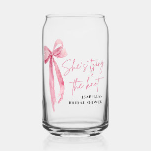 Blush Pink Bow She's Tying the Knot Bridal Shower  Can Glass