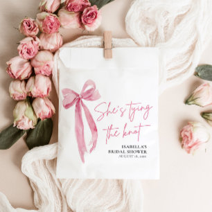 Blush Pink Bow She's Tying the Knot Bridal Shower Favour Bags