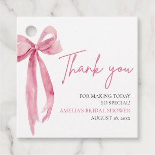 Blush Pink Bow She's Tying the Knot Bridal Shower Favour Tags