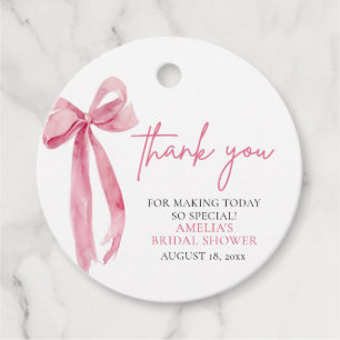 Blush Pink Bow She's Tying the Knot Bridal Shower Favour Tags