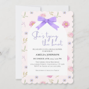 Blush Pink Bow She's Tying the Knot Bridal Shower Invitation