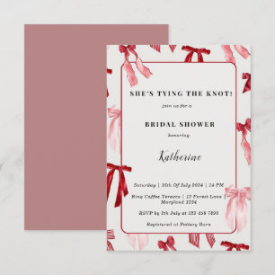 Blush Pink Bow She's Tying the Knot Bridal Shower Invitation