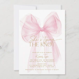 Blush Pink Bow She's Tying the Knot Bridal Shower Invitation
