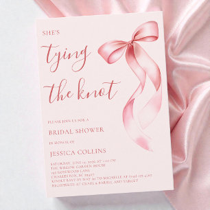 Blush Pink Bow She's Tying the Knot Bridal Shower Invitation