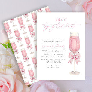 Blush Pink Bow She's Tying the Knot Bridal Shower Invitation