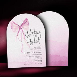 Blush Pink Bow She's Tying the Knot Bridal Shower Invitation