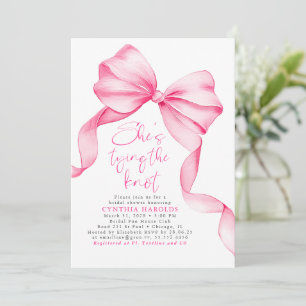 Blush Pink Bow She's Tying the Knot Bridal Shower Invitation