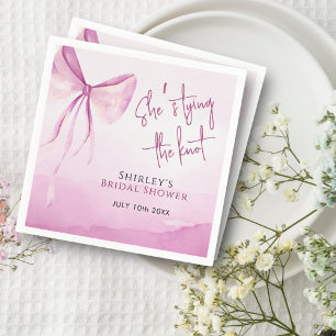Blush Pink Bow She's Tying the Knot Bridal Shower Napkin