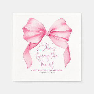 Blush Pink Bow She's Tying the Knot Bridal Shower Napkin