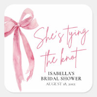 Blush Pink Bow She's Tying the Knot Bridal Shower