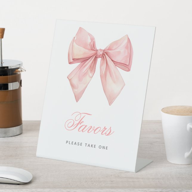 Blush Pink Bow Shower Favours Sign (In SItu)