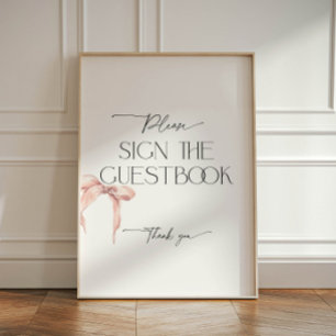 Blush Pink Bow Sign the Guestbook Pedestal Sign