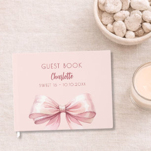 Blush pink bow SWEET 16 Guest Book