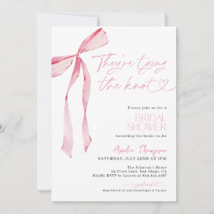 Blush Pink Bow Theyre Tying the Knot Bridal Shower Invitation