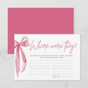 Blush Pink Bow Where Were They Bridal Shower Game Invitation