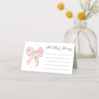 Blush Pink Bow Wildflower Place Card