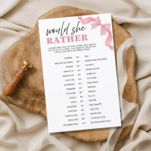 Blush Pink Bow Would She Rather Bridal Shower Game