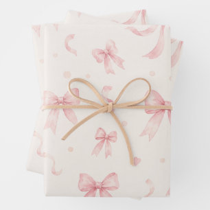 Blush Pink Bow Wrapping Paper   Simple Coquette