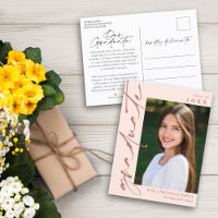 Blush Pink & Brass Calligraphy Photo Graduation