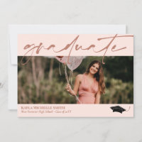 Blush Pink Brass Calligraphy Photo Graduation
