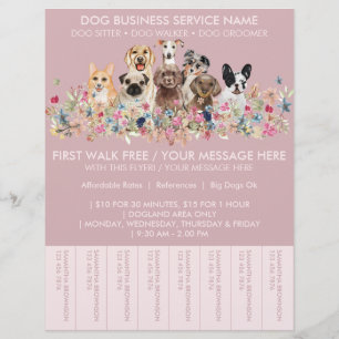 Blush Pink Breeds Dog Walker Budget Tickets Flyer