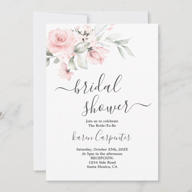 Blush Pink Bridal Shower Invitation (Front)