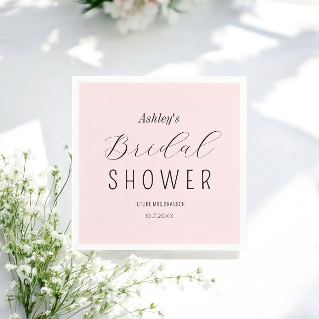 Blush Pink Bridal Shower Minimalist  Napkin (Creator Uploaded)