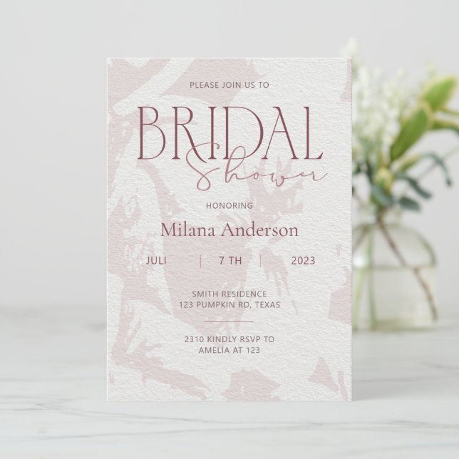 Blush Pink Bridal Shower Party Invitation (Standing Front)