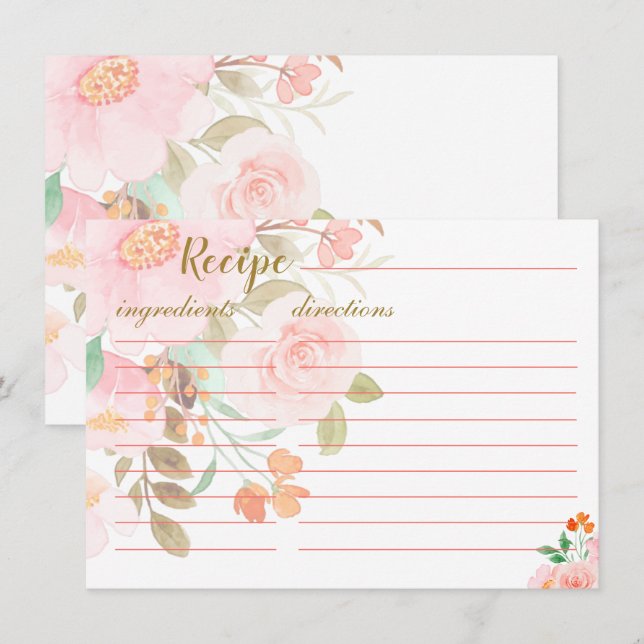 Blush Pink Bridal shower recipe card request (Front/Back)