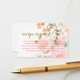 Blush Pink Bridal shower recipe card request