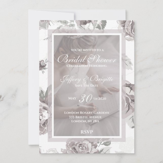 Blush pink bridal shower save the date  announcement (Front)