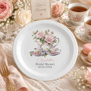 Blush Pink Bridal Shower Tea Party Paper Plates