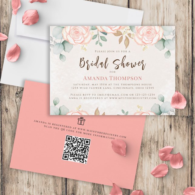Blush Pink Bridal Shower Watercolor Floral Invitation (Creator Uploaded)