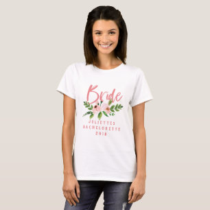 Blush pink bride floral watercolor t-shirt